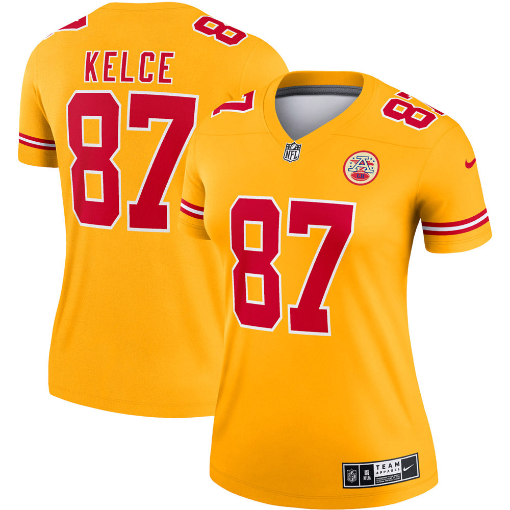 Women's Kansas City Chiefs Travis Kelce Inverted Legend Jersey Gold