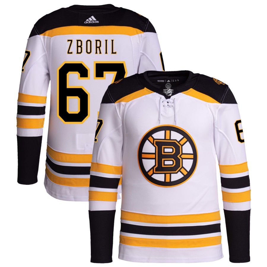 Boston Bruins #67 Jakub Zboril White Away Authentic Pro Jersey