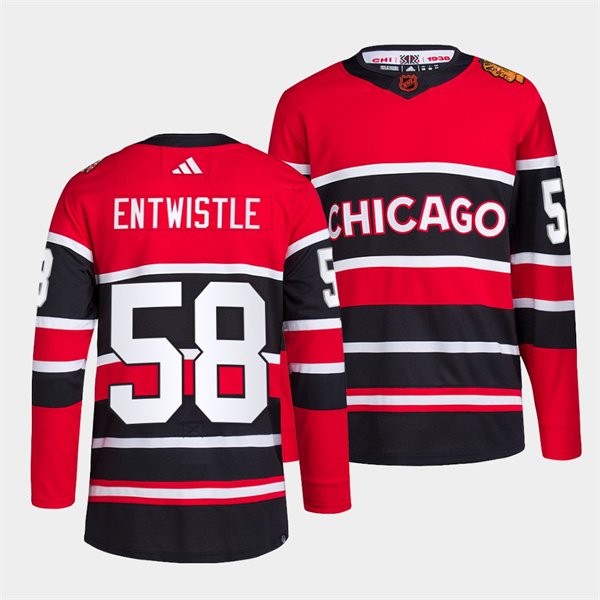 Men's Chicago Blackhawks #58 MacKenzie Entwistle Red Reverse Retro 2.0 Stitched Hockey Jersey