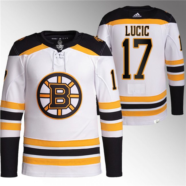 Boston Bruins #17 Milan Lucic White Stitched Hockey Jersey