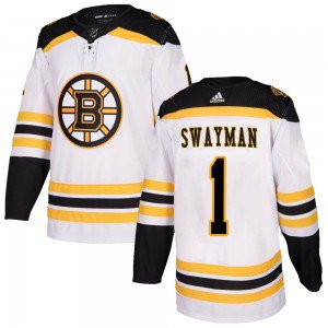 Boston Bruins #1 Jeremy Swayman White Away Authentic Stitched Hockey Jersey