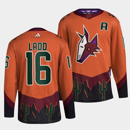 Men's Arizona Coyotes #16 Andrew Ladd Orange 2022-23 Reverse Retro Stitched Jersey