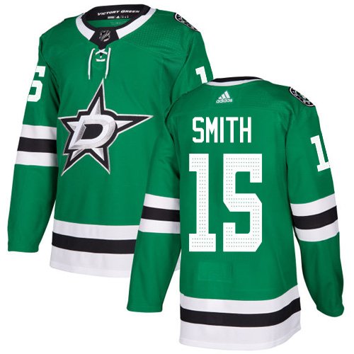 Men's Dallas Stars #15 Bobby Smith Green Home Authentic Stitched Hockey Jersey