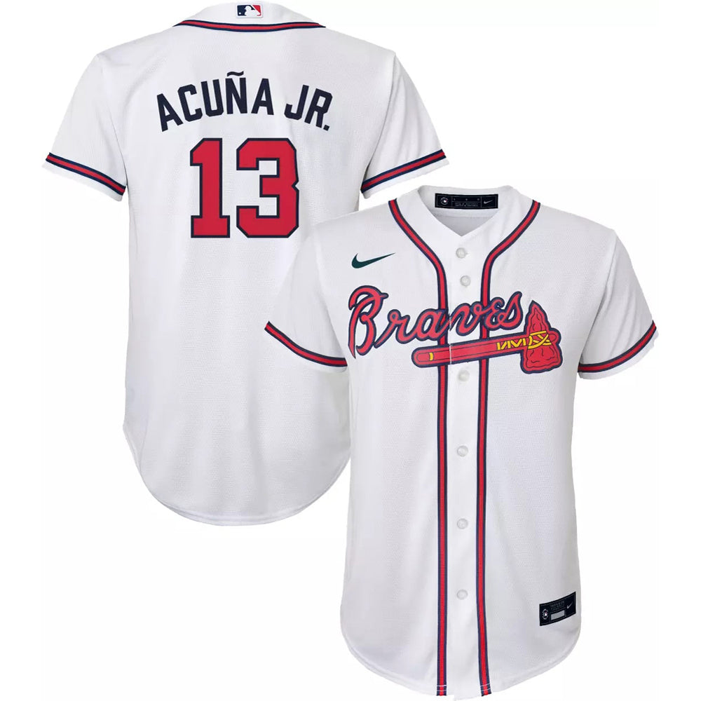 Youth Atlanta Braves Ronald Acuna Cool Base Replica Jersey White