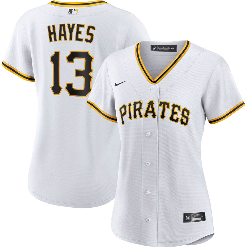 Women's Pittsburgh Pirates Ke’Bryan Hayes Cool Base Replica Home Jersey - White