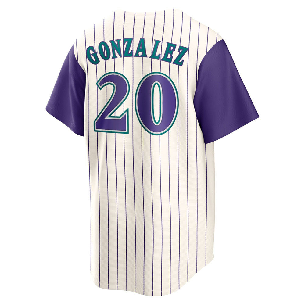 Men's Arizona Diamondbacks Luis Gonzalez Alternate Cooperstown Collection Player Jersey - Cream/Purple